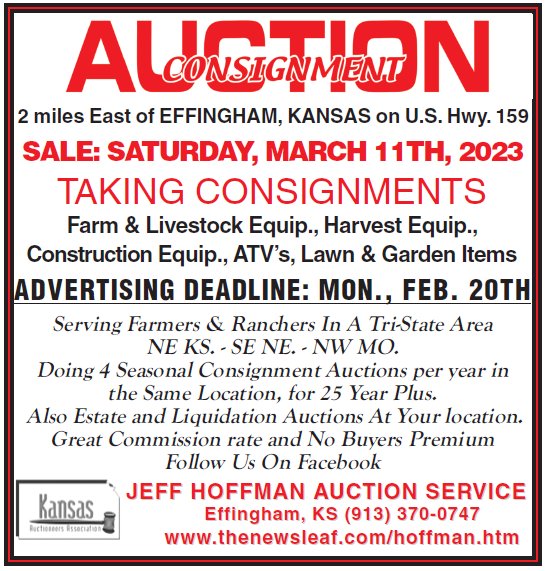 Hoffman Auction Services Jeff Hoffman Auctioneer Effingham Kansas